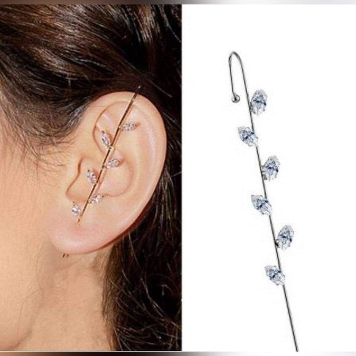 Premium Needle Ear Wrap Hook Classy Royal Party Fashion Statement Earrings – Earrings Online in Pakistan | Hanaya