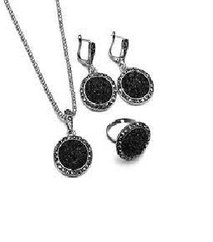 Vintage Turkish rhinestone necklace, earrings and adjustable ring set – 3 pcs bridal jewelry set online Pakistan – Hanaya
