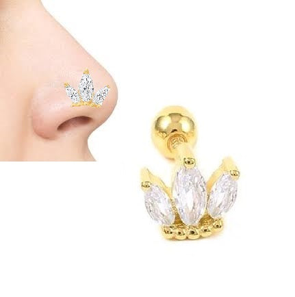 Crystal Thin Nose Ring 1pc Elegant Nostril Piercing Jewelry – Nath Naak Ki Bali Nose Pin Body Jewelry Pakistan | Hanaya Store