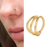 Piercing 1 Piece 8mm Seamless 3 Row Hinged Segment Double Ring Clicker Long Helix Nose Ring Body Jewelry – Nose Jewelry On...