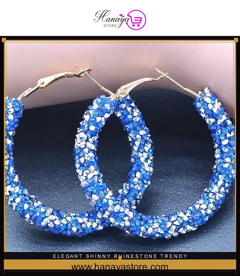 Elegant Shinny Rhinestone Trendy Earring Round Shaped For Girls