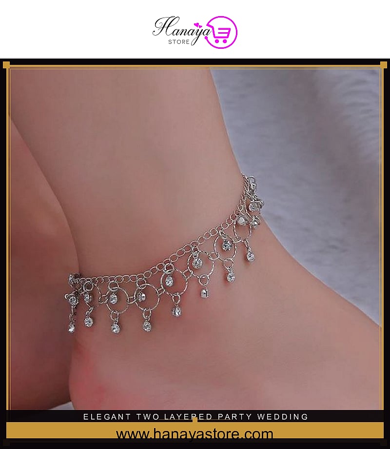Elegant Two Layered Party Wedding Fashion anklet for girls stylish anklet – anklet Online in Pakistan | Hanaya