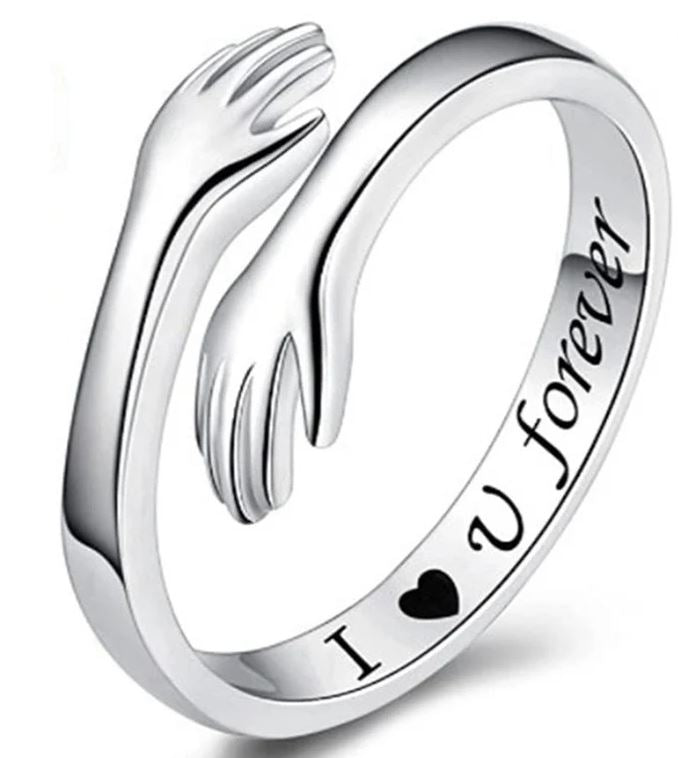 Adjustable Trendy Hug Ring I heart you forever Love Fashionable Ring For Women – Accessories Online in Pakistan | Hanaya