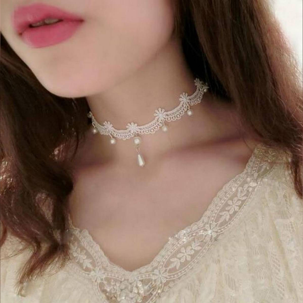 Handmade Gothic Handmade Fashion Stone White Vintage Lace Women Choker Necklace -FREE Gift Box – Accessories Online in Pak...
