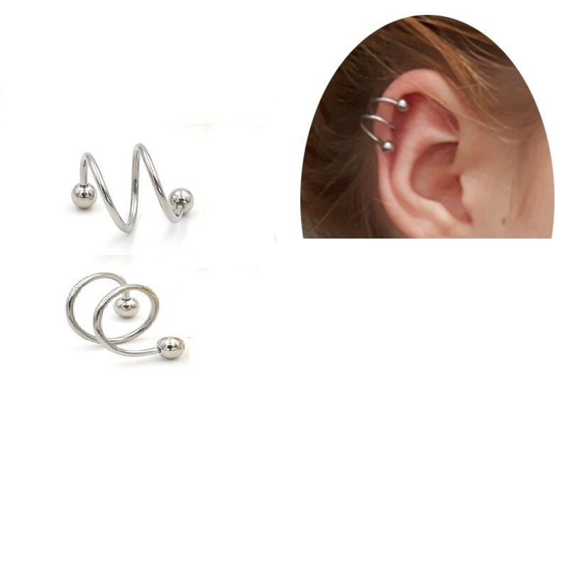 2 Pieces Spiral Cartilage Helix Stud Tragus Ear Piercing Earring For Girls – Helix Tragus Daith Conch Body Piercing Jewelry Pakistan | Hanaya Store