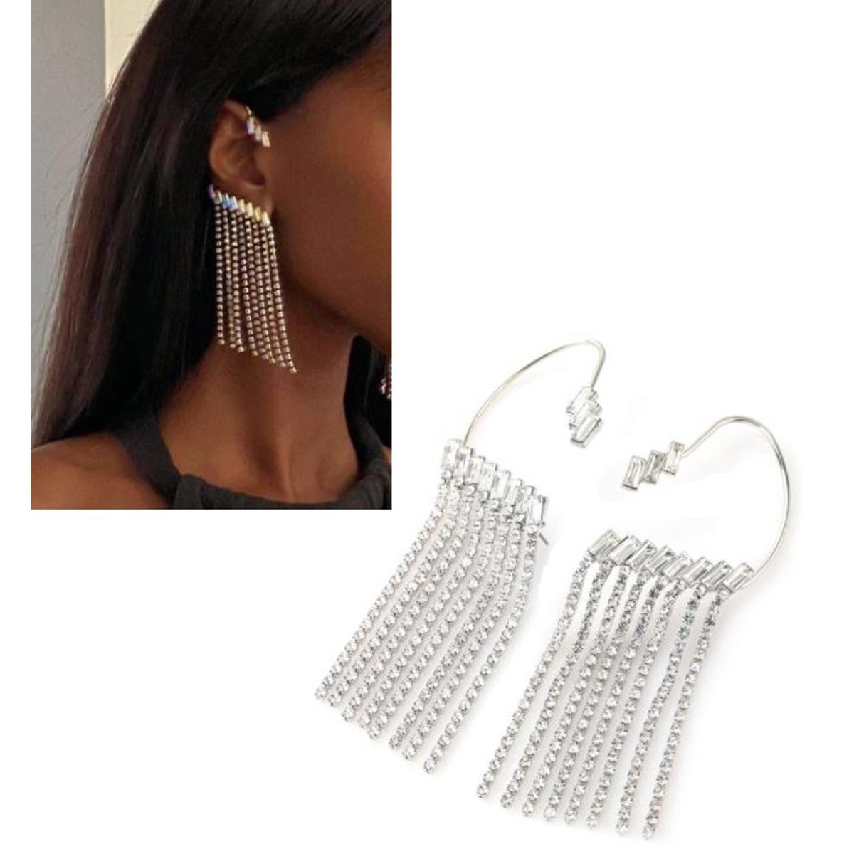 Korean Trendy Pair High Class Crystals CZ Elegant Ear Cuff Earring