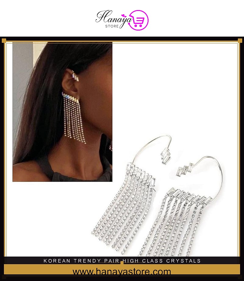 Korean Trendy Pair High Class Crystals CZ Elegant Ear Cuff Earring