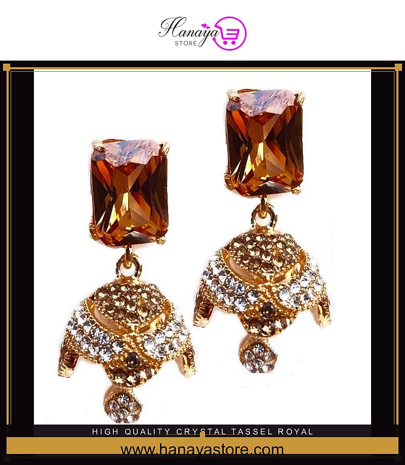 High Quality  Crystal Tassel Royal Elegant Stylish Earring – Earrings Online in Pakistan | Hanaya