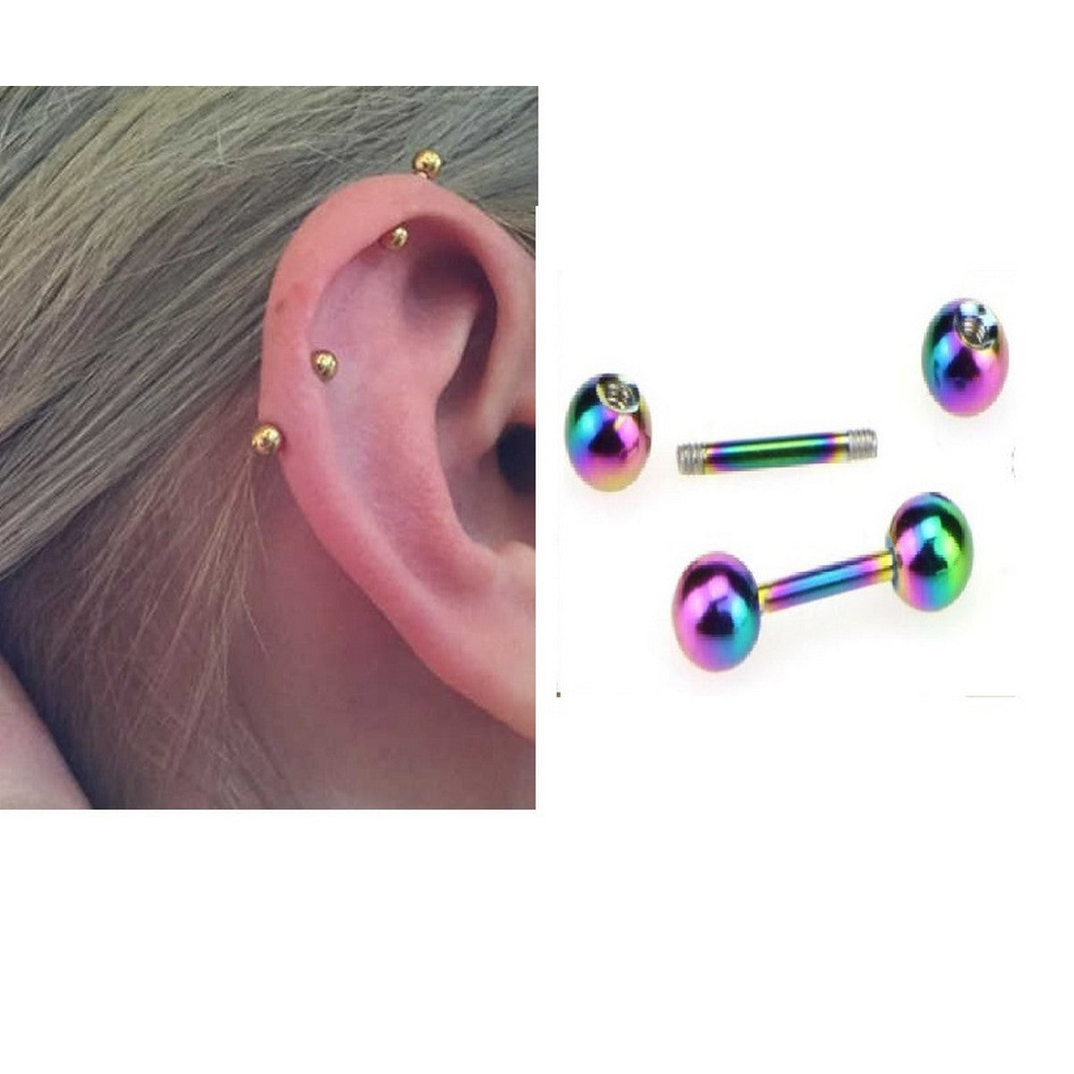 2 Pieces Steel 5mm Ear Plug Piercing Barbell Cartilage Ear Jewelry – View 5 – Accessories | Hanaya Pakistan