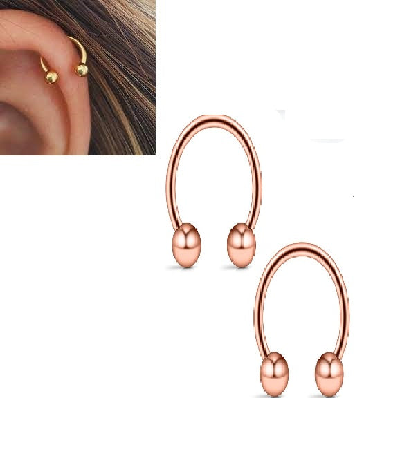 2 Pieces 10MM Thin Cartilage Helix Stud Tragus Ear Piercing Plug HorseShoe Steel Earring – Image 2 of 3