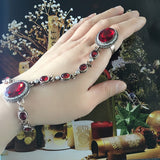 Trendy Royal Turkish Wedding Adjustable Bracelet Linked Classy Finger Ring – Image 3 of 3