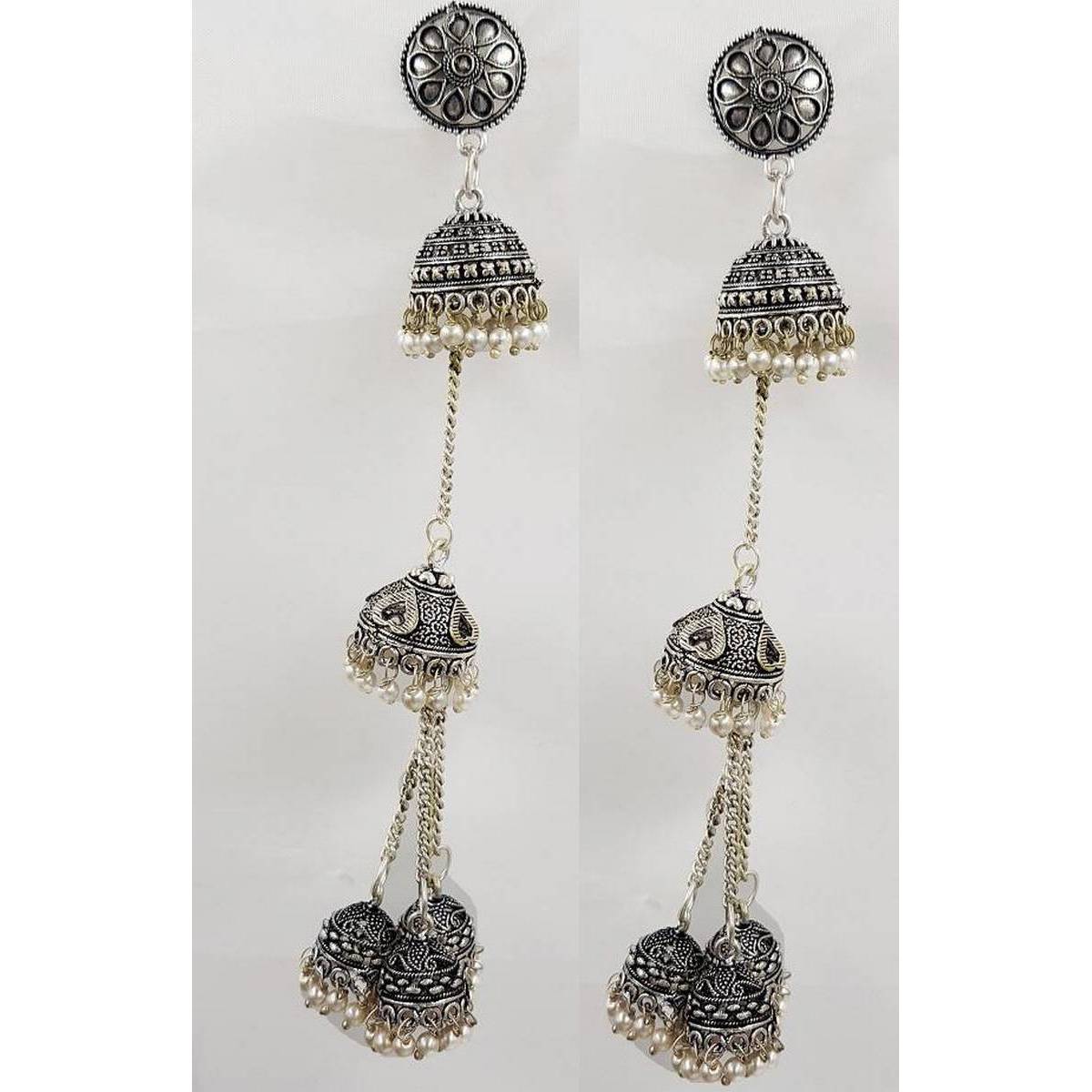 Trendy Classy Antique Vintage Handmade 5 Jhumkis meenakari Elegant Earring – Earrings Online in Pakistan | Hanaya