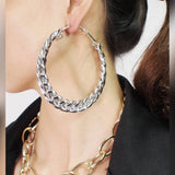 Big Lightweight Chain Earrings 70MM – High Quality Elegant Stylish Design – Close Up – Earrings | Hanaya Pakistan