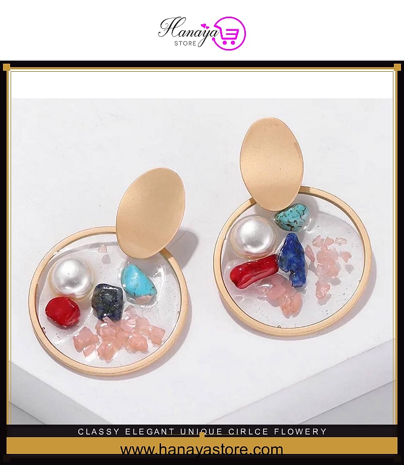 Classy Elegant Unique Cirlce Flowery Pearls & Stones Drop Earring – Earrings Online in Pakistan | Hanaya