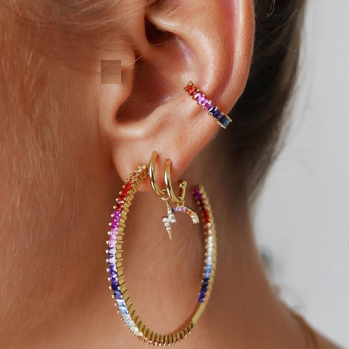 4 PiecesHigh  Quality Korean Tassel 1 Ear Cuff & 3 Elegant Hoop Earring – Accessories Online in Pakistan | Hanaya