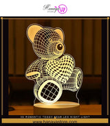 3D Romantic Teddy Bear LED Night Light - Illusion Lamp USB Home Decor – Accessories Online in Pakistan | Hanaya