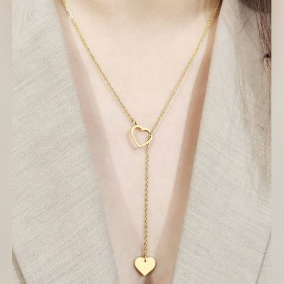 Trendy Two layered Heart Love Classy Elegant Necklace – Accessories Online in Pakistan | Hanaya