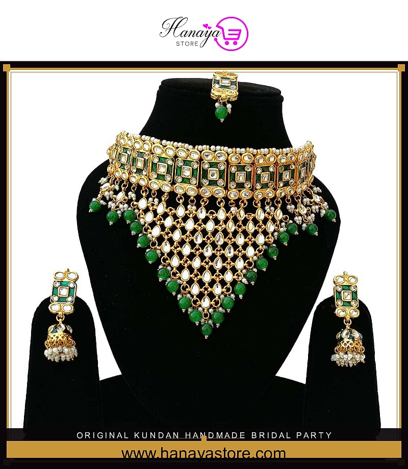 Original Kundan Handmade Bridal Party Wedding Engagement Jewelry Set For Women