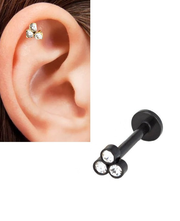 Small Crystal Style 1 Piece Crystal Trendy Classy Cartilage Helix Stud Piercing Steel Earring – Accessories Online in Paki...