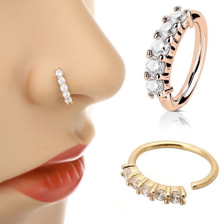 Piercing 8mm Thin Nose Ring Nostril Body Jewelry 1 Piece – Image 3 of 3