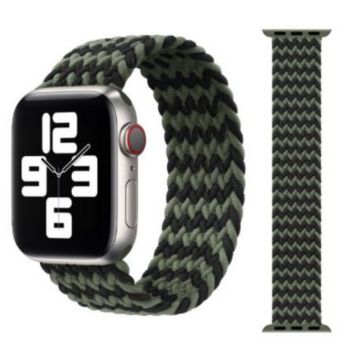 STRAP Elastic Sports Braided Solo Nylon strap Compatible For APPLE 42/44mm 45mm Series 1/2/3/4/5/6/7/8/9 SE – Close Up – A...