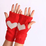 Fingerless Gloves Long Hand Heart Love Thick Gloves Fashionable Women Gloves