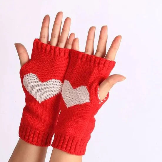 Fingerless Gloves Long Hand Heart Love Thick Gloves Fashionable Women Gloves