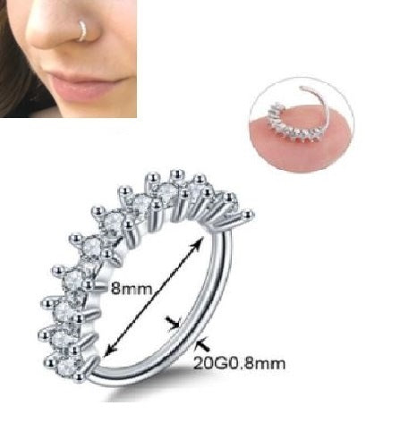 Piercing 1 PIECE 8mm Long Helix 0.8mm Nose Ring Body Jewelry
