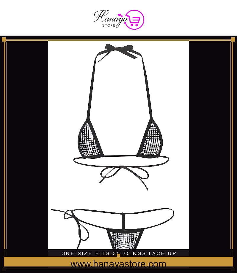 One Size (Fits:30-75 KGS) Lace-up Sleepwear Lingerie Set Bra Set Women Underwear Bikini Three-point Set (weight:30-75 KGS)...