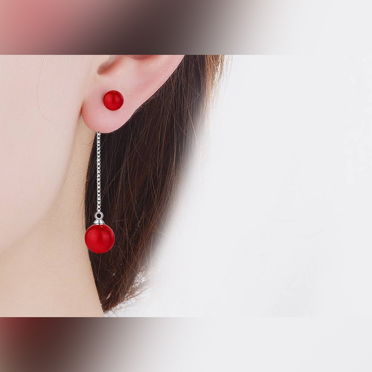 High Quality Classy 4.2 cm Long Red Pearl Tassel Ball Trendy Earring – Earrings Online in Pakistan | Hanaya