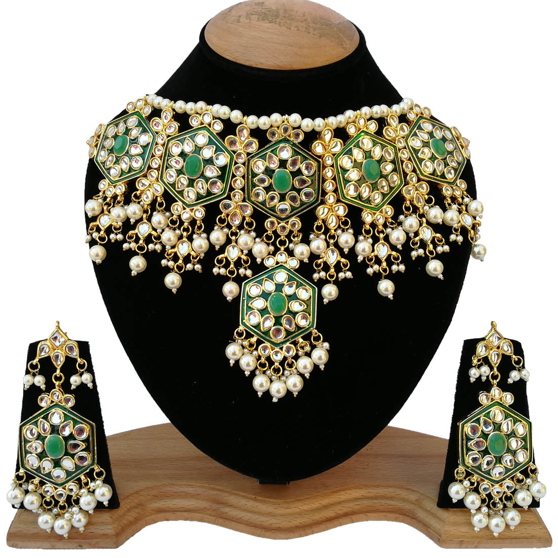 Original Kundan Handmade Bridal Party Wedding Engagement Jewelry Set For Women – Image 2 of 2