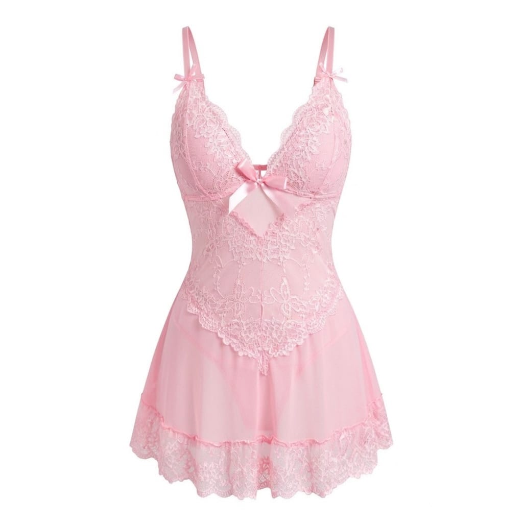 One Size Premium Quality Women Nightdress One Size Lingerie Sleepwear Babydoll Chemise Lace Bralette Comfortable Home Wear Bodycon Nightgown Bridal Wear Nightwear Bridalwear – Image 3 of 3