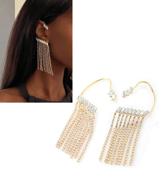 Korean Trendy Pair High Class Crystals CZ Elegant Ear Cuff Earring – Image 3 of 4