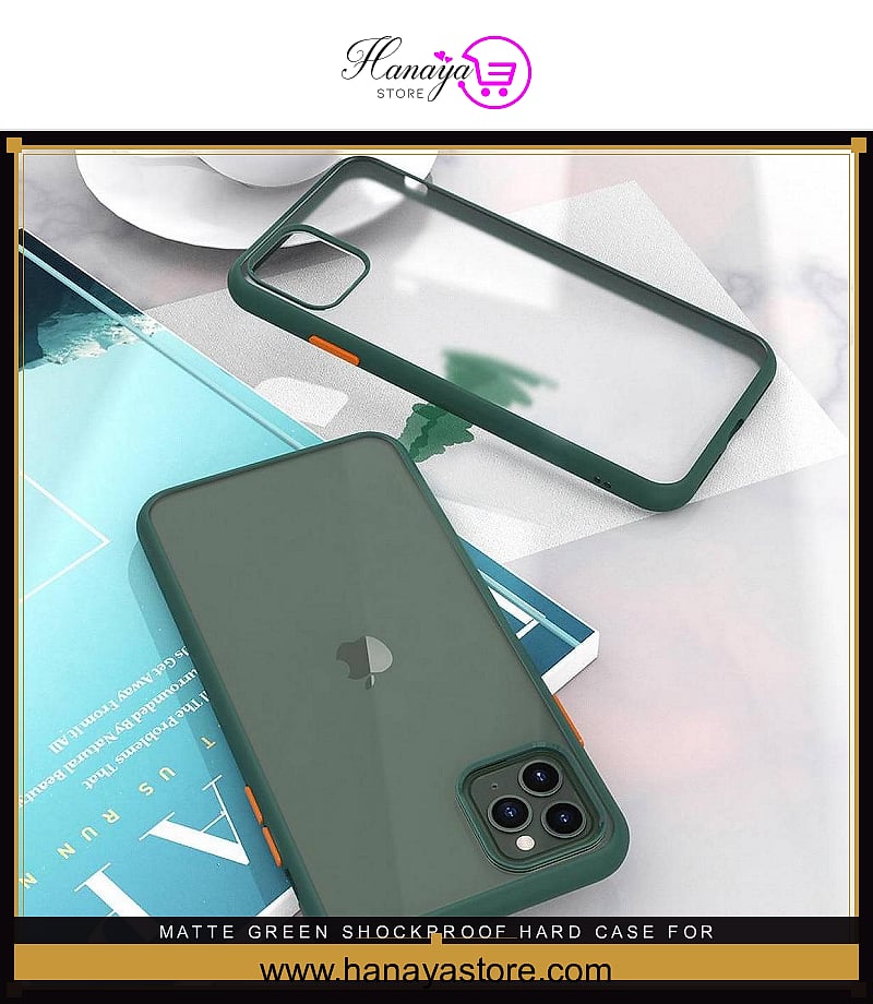 Matte Green Shockproof Hard Case For Compatible for Iphone 11 – Accessories Online in Pakistan | Hanaya