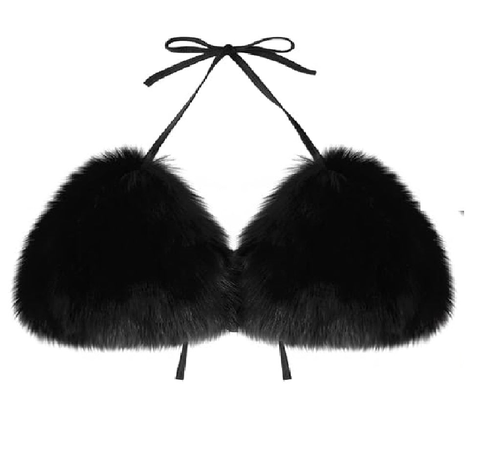 Fluffy Style Premium Quality One Size (Fits:30-70 KGS) Bra set Lingerie Set Women Trendy Underwear Bikini Three-point Set ...