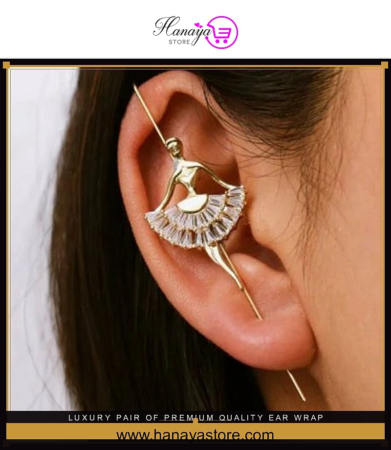Luxury Pair of Premium Quality Ear Wrap Crystal Hook Classy Royal Party Earrings – Earrings Online in Pakistan | Hanaya