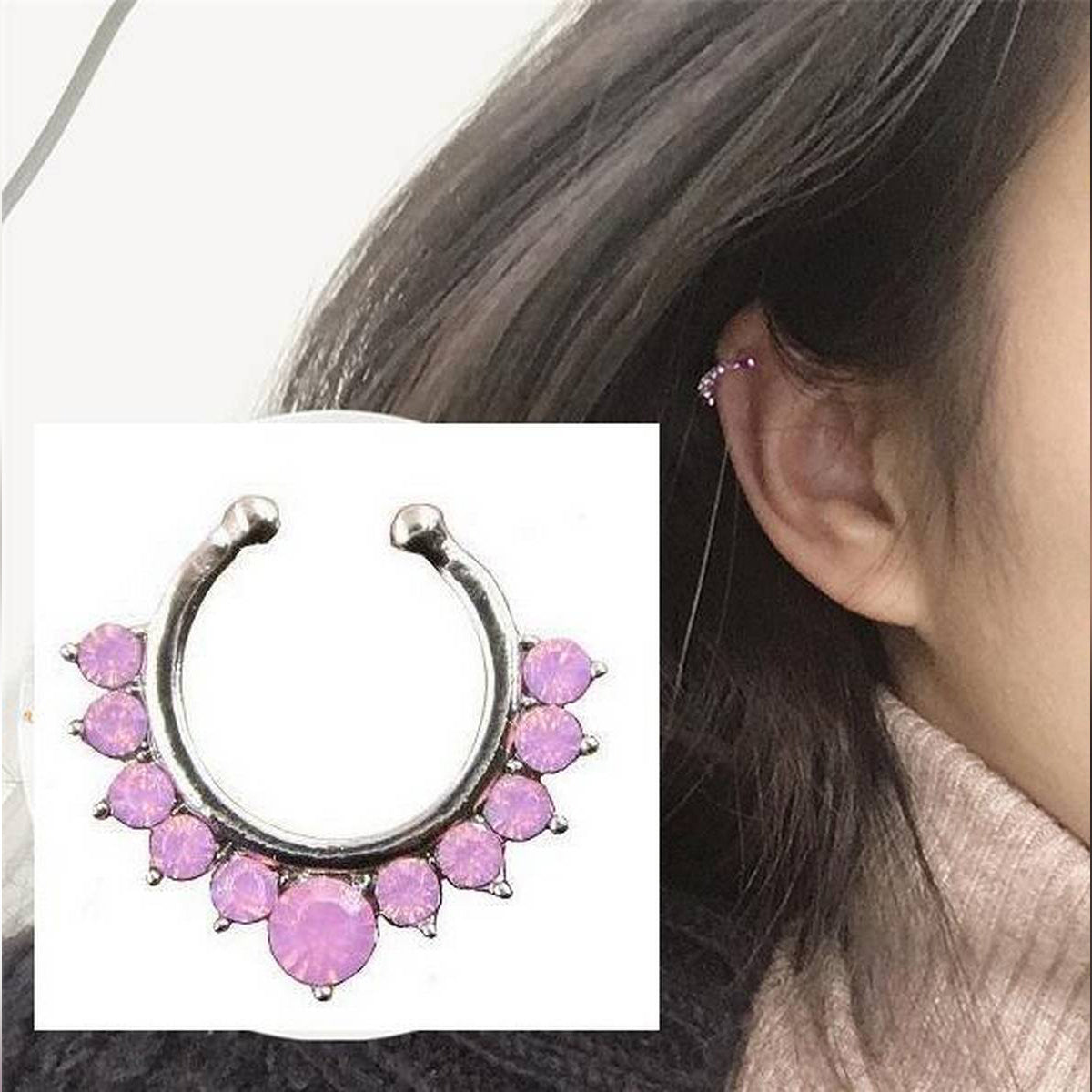 Trendy 1 Piece Crystals Ear Cuff Earring Adjustable – Close Up – Accessories | Hanaya Pakistan