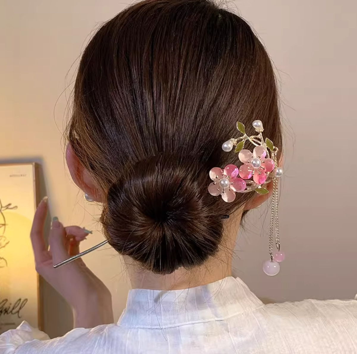 Elegant Chinese Style Hair Clip Tassel Hair Stick Traditional Floral Design – Traditional Floral Hair Stick for Women Hair...