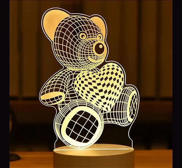 3d Romantic Teddy Bear Led Night Light Illusion Lamp Usb Home Decor – Silk Robe Honeymoon Bodysuit Loungewear Pakistan | Hanaya Store