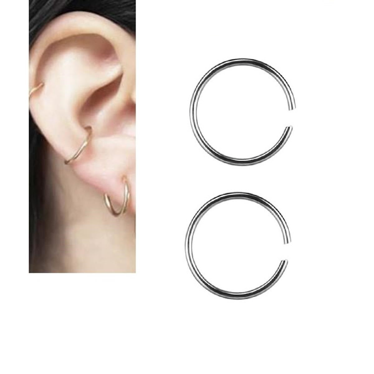 2 Pieces 10MM Earring ROOK Clicker LOBE ORBITAL TRAGUS 1.0MM Thick Piercing Cartilage Helix DAITH SNUG HELIX Earring – Clo...