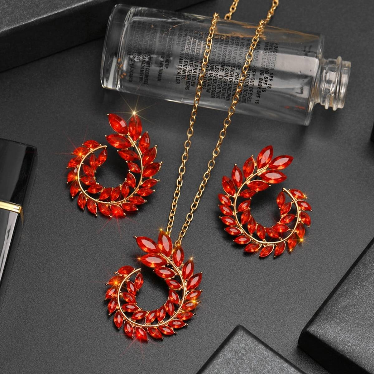 Trendy Classy Royal Elegant Fashion Crystal Earring & Necklace Jewelry Set – Accessories Online in Pakistan | Hanaya