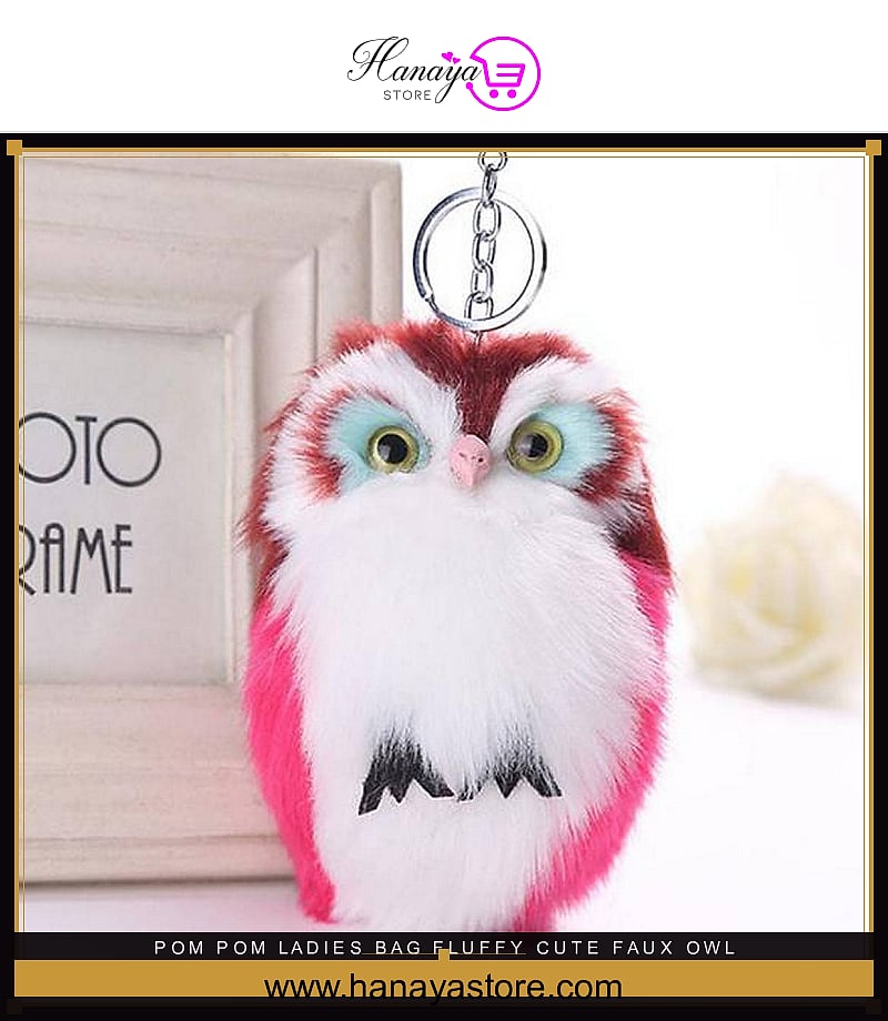 Pom Pom Ladies Bag Fluffy Cute Faux Owl Keyring