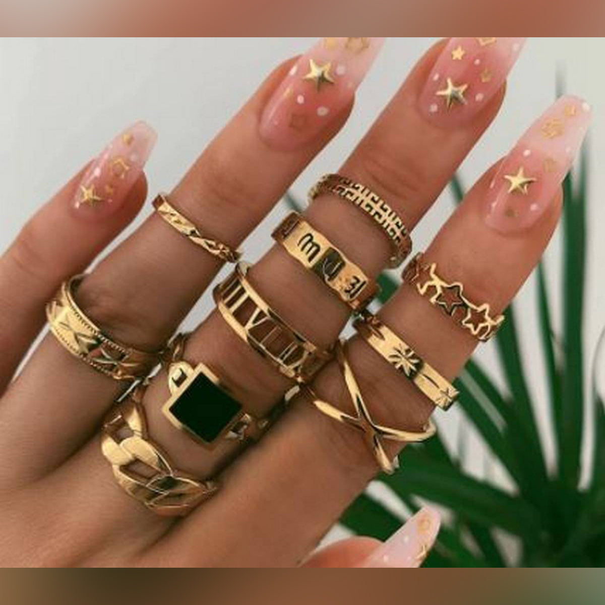 Fashion Trendy 10 Pieces Jewelry Classy Ring Set For Women – Accessories Online in Pakistan | Hanaya
