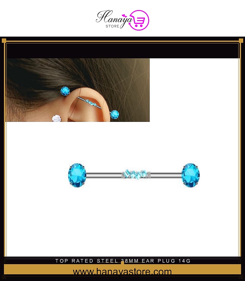Top Rated Steel 38mm Ear Plug 14G Piercing Industrial Cartilage Ear Jewelry – Earrings Online in Pakistan | Hanaya
