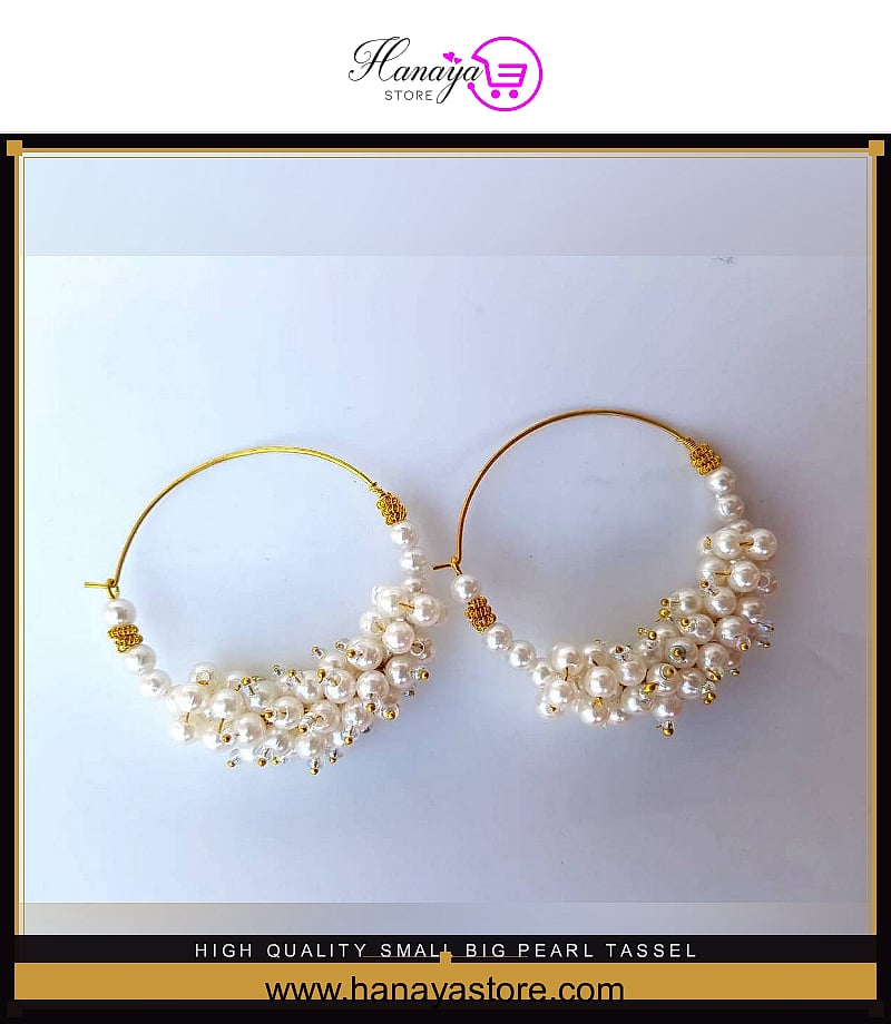 High Quality Small Big Pearl Tassel Royal Elegant Stylish Earring – Earrings Online in Pakistan | Hanaya