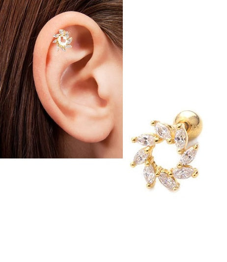 1 Piece Crystal Trendy ORBITAL Classy Cartilage LOBE Helix 1.2mm 16G Stud TRAGUS HELIX DAITH Piercing ROOK SNUG Steel Earr...