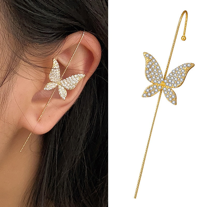 Pair of Premium Quality Ear Wrap Crystal Hook Classy Royal Party Trendy Earrings – Earrings Online in Pakistan | Hanaya