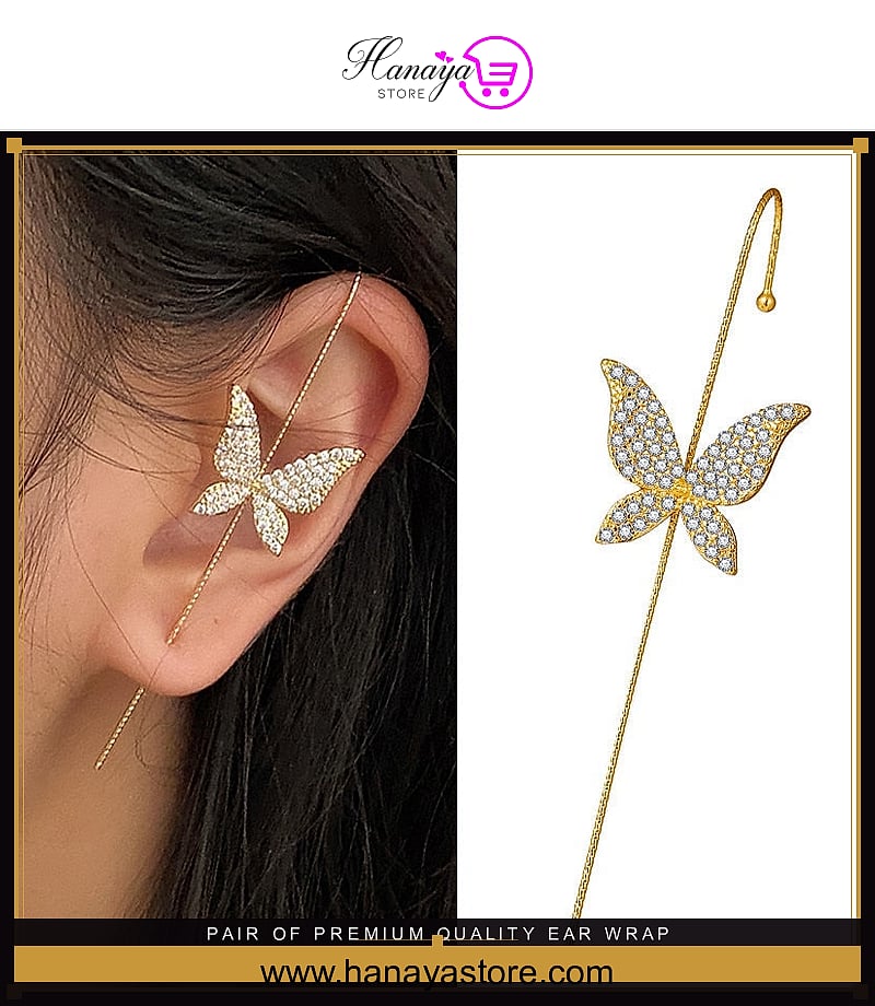 Pair of Premium Quality Ear Wrap Crystal Hook Classy Royal Party Trendy Earrings – Earrings Online in Pakistan | Hanaya