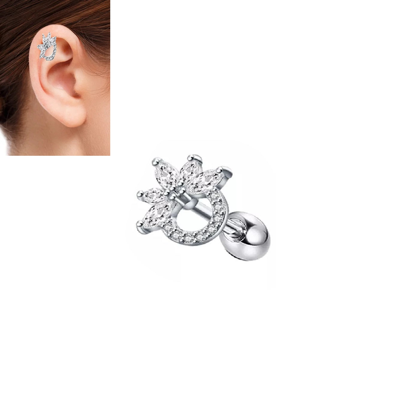 TRAGUS ORBITAL Piercing 1 Piece ROOK Cartilage Helix DAITH Stud Ear Piercing LOBE HELIX Plug Steel Earring SNUG Comfortabl...