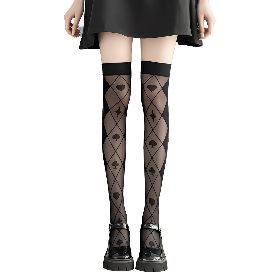 Long Mesh Women Lace Love Heart Lolita Stockings Socks Hold ups Lingerie Stockings